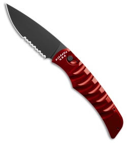 Piranha Paradox Automatic Knife Red Aluminum (3.1" Black Serrated) P-24RTS