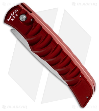 Piranha Paradox Automatic Knife Red Aluminum (3.1" Mirror Serrated) P-24RS