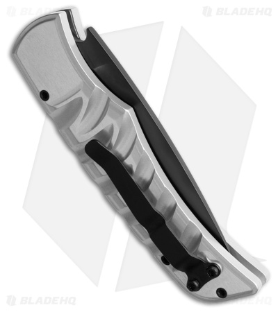 Piranha Paradox Automatic Knife Silver Aluminum (3.1" Black) P-24ST