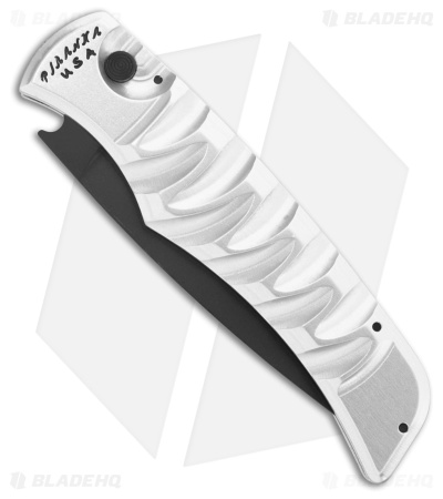 Piranha Paradox Automatic Knife Silver Aluminum (3.1" Black Serrated) P-24STS