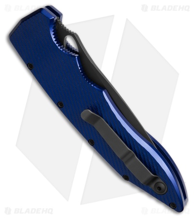 Piranha Predator Blue Tactical Automatic Knife (4.1" Black Serr)
