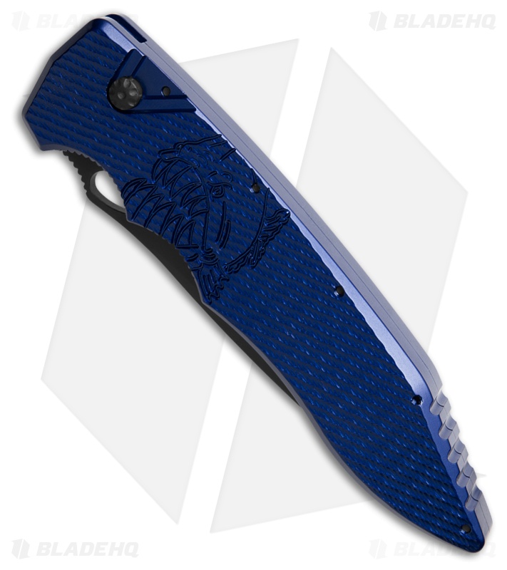 Piranha Predator Blue Tactical Automatic Knife (4.1" Black Serr)