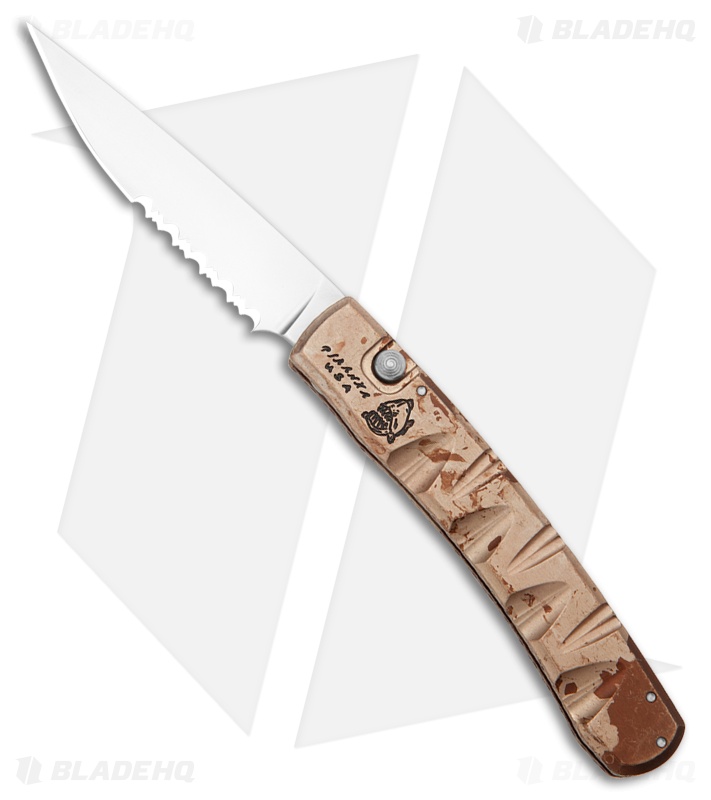 Piranha Virus Automatic Knife Desert Camo Aluminum (3.25" Mirror Serr)