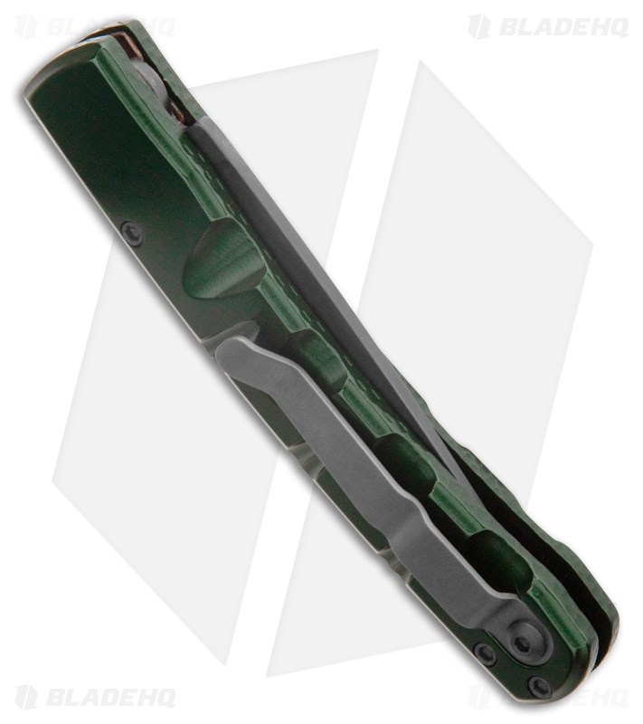 Piranha Virus Automatic Knife Green Marble Tactical (3.25" Black Serr)