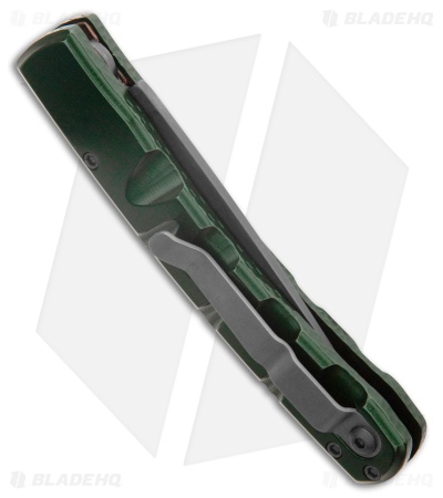 Piranha Virus Automatic Knife Green Marble Tactical (3.25" Black Serr)