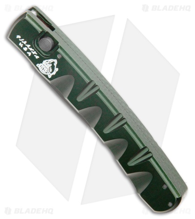 Piranha Virus Automatic Knife Green Marble Tactical (3.25" Black Serr)
