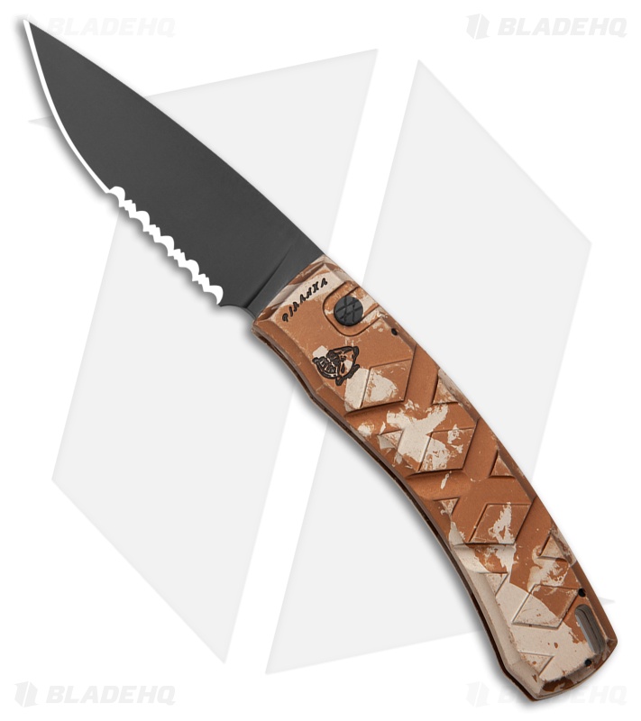 Piranha X Automatic Knife Desert Camo Aluminum (3.3" Black Serr)
