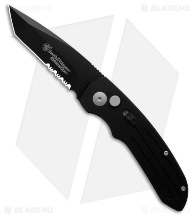 Smith & Wesson Extreme Ops Tanto Automatic Knife Black Al (3.25" Black Serr)
