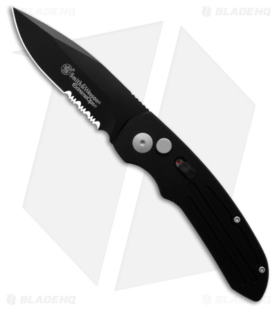 Smith & Wesson Extreme Ops Automatic Knife Black Aluminum (3.25" Black Serr)