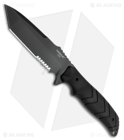 Hogue Fray Tanto Fixed Blade Knife Black OverMolded (4.2" Black Serr) 55349