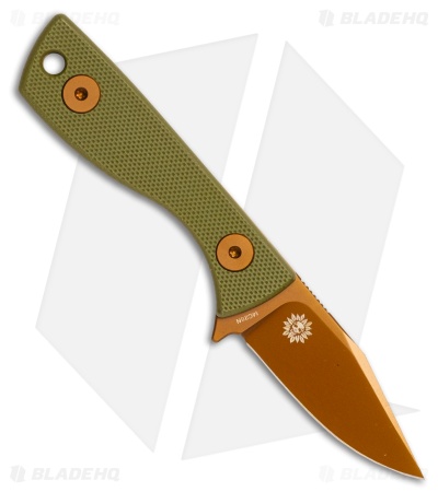Auxiliary Manufacturing Runt Fixed Blade Knife Green G-10 (2.1" Rose)