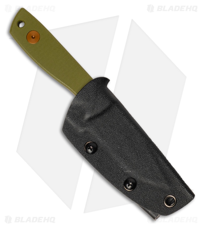 Auxiliary Manufacturing Runt XL Fixed Blade Knife Green G-10 (3" Rose PVD)