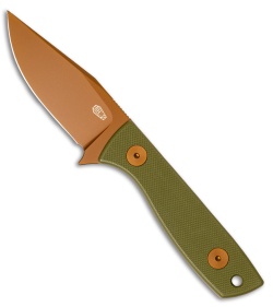 Auxiliary Manufacturing Runt XL Fixed Blade Knife Green G-10 (3" Rose PVD)