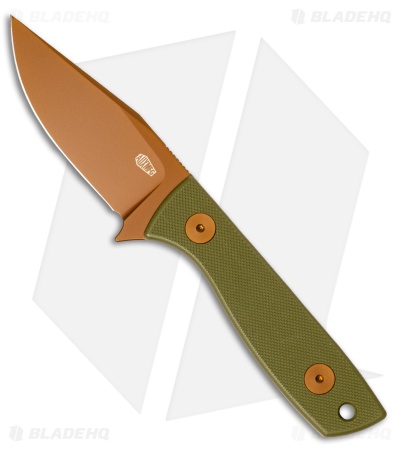 Auxiliary Manufacturing Runt XL Fixed Blade Knife Green G-10 (3" Rose PVD)