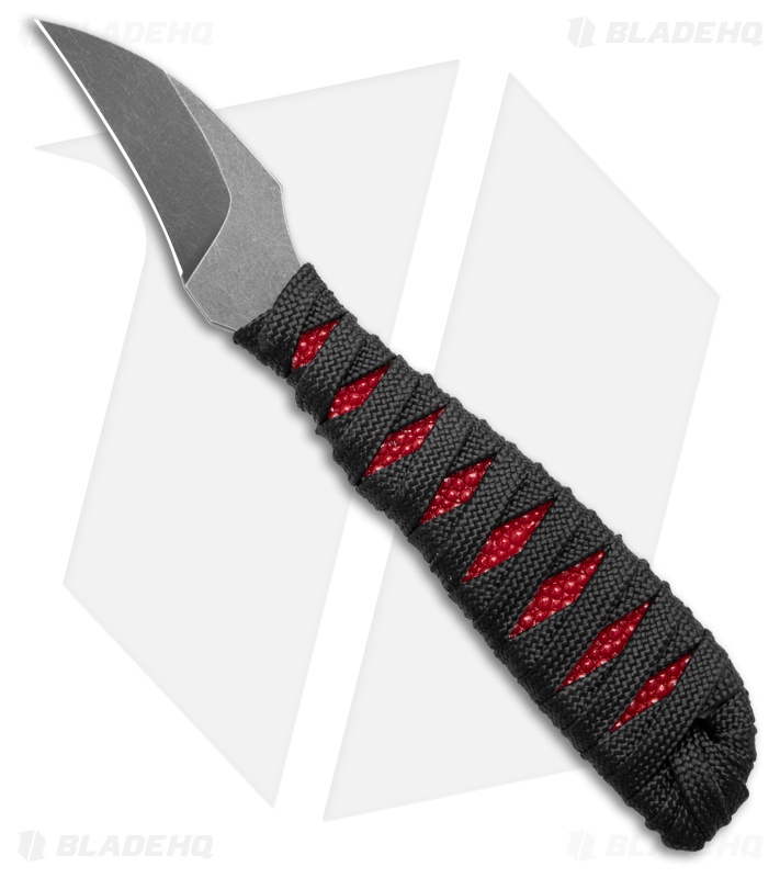 Auxiliary Manufacturing Tsume Fixed Blade Knife Black/Red Cord (1.5" Black SW)