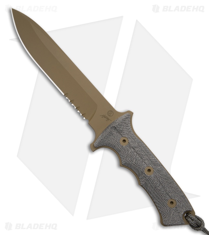Chris Reeve Knives Green Beret Knife Black Micarta Brown Sheath (7" FDE Serr)