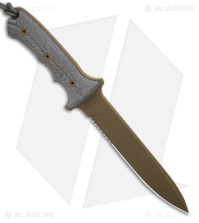 Chris Reeve Knives Green Beret Knife Black Micarta Brown Sheath (7" FDE Serr)