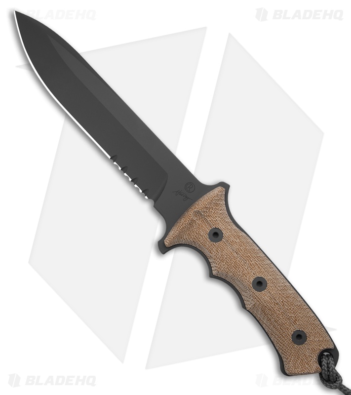 Chris Reeve Knives Green Beret Fixed Blade Knife Natural Micarta (7" Black Serr)