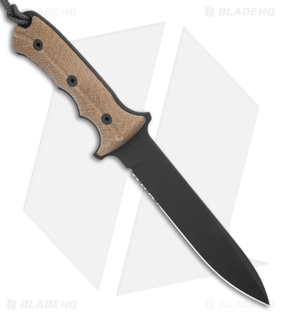 Chris Reeve Knives Green Beret Fixed Blade Knife Natural Micarta (7" Black Serr)