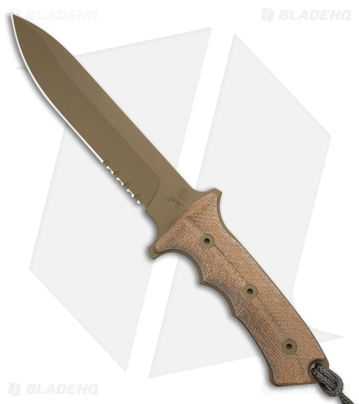 Chris Reeve Knives Green Beret Knife Natural Micarta  (7" FDE Serr)