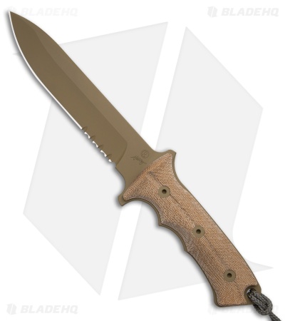 Chris Reeve Knives Green Beret Knife Natural Micarta  (7" FDE Serr)