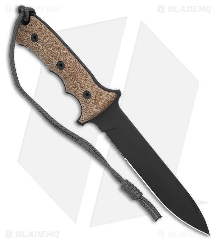 Chris Reeve Knives Green Beret Fixed Blade Knife Natural Micarta (7" Black Serr)