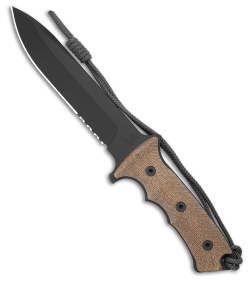 Chris Reeve Knives Green Beret Fixed Blade Knife Natural Micarta (7" Black Serr)