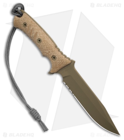 Chris Reeve Knives Pacific Fixed Blade Natural Micarta (6.3" FDE Serr)