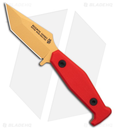 Fisher Blades Beckwith/Covert Fixed Blade Knife Red G-10 (3.1" Gold)