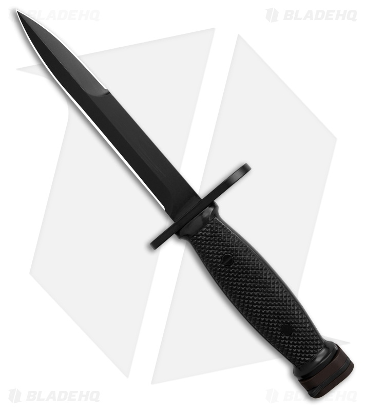 Fox Knives M7 Bayonet Fixed Blade Knife Textured Black Polymer (6.3" Black D2)