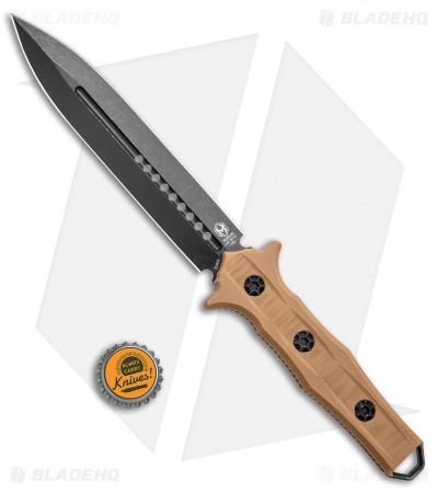 Heretic Knives Nephilim Fixed Blade Knife FDE Tan G-10 (6.5" Black SW)