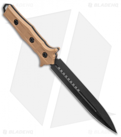 Heretic Knives Nephilim Fixed Blade Knife FDE Tan G-10 (6.5" Black SW)