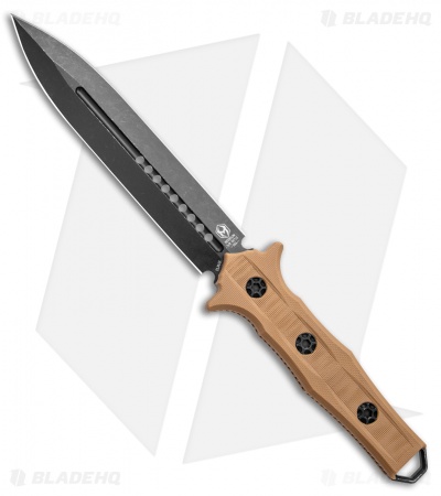 Heretic Knives Nephilim Fixed Blade Knife FDE Tan G-10 (6.5" Black SW)