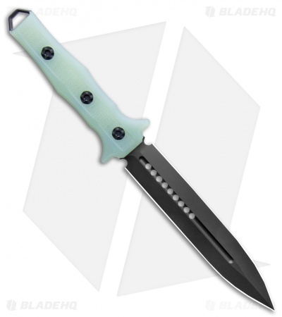 Heretic Knives Nephilim Fixed Blade Knife Natural Jade G-10 (6.5" Black DLC)