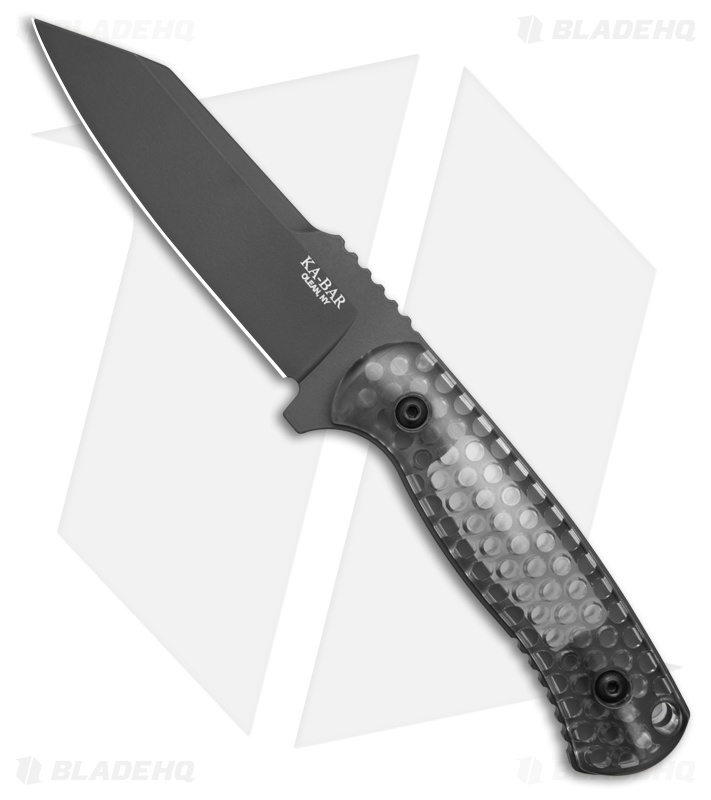 Ka-Bar Les George Cool Name Reverse Tanto Fixed Blade Knife Smoke (4.625" Black)
