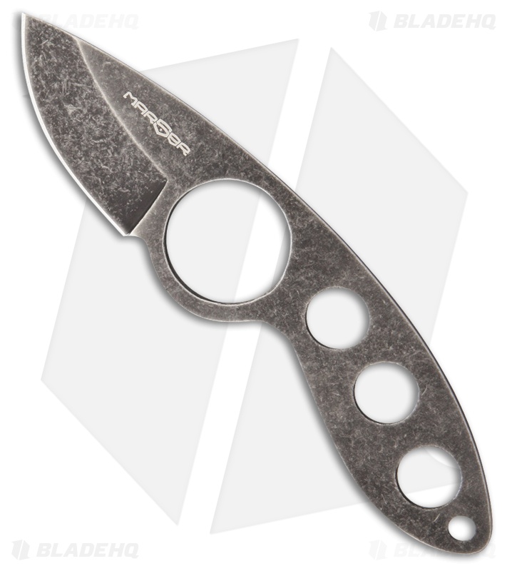 MARSER Jager Jag-6 Fixed Blade Neck Knife (1.75" Black Stonewash) 
