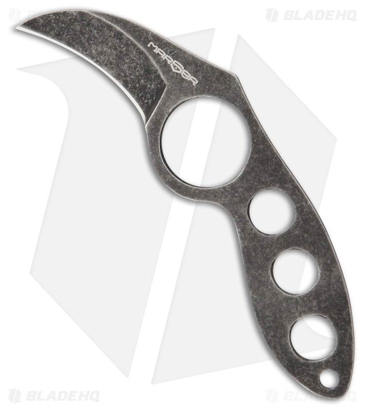 MARSER Jager Jag-7 Fixed Blade Neck Knife (1.75" Black Stonewash) 