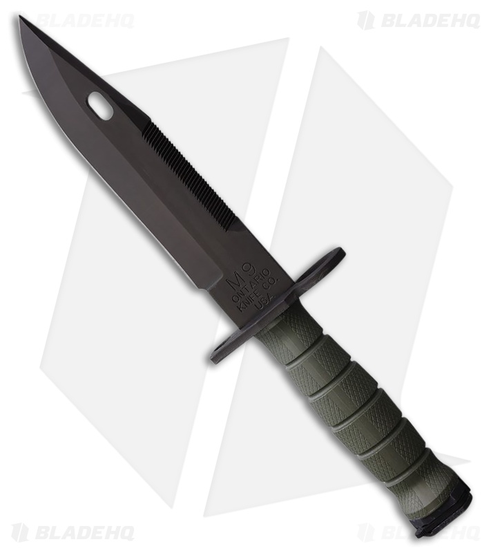 Ontario M-9 Combat Fixed Blade Knife Green (7.00" Black)
