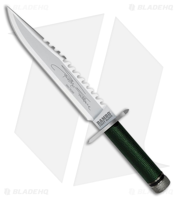 Rambo First Blood Mini Fixed Blade Bowie Cord Wrapped OD Green (3.25" Satin)