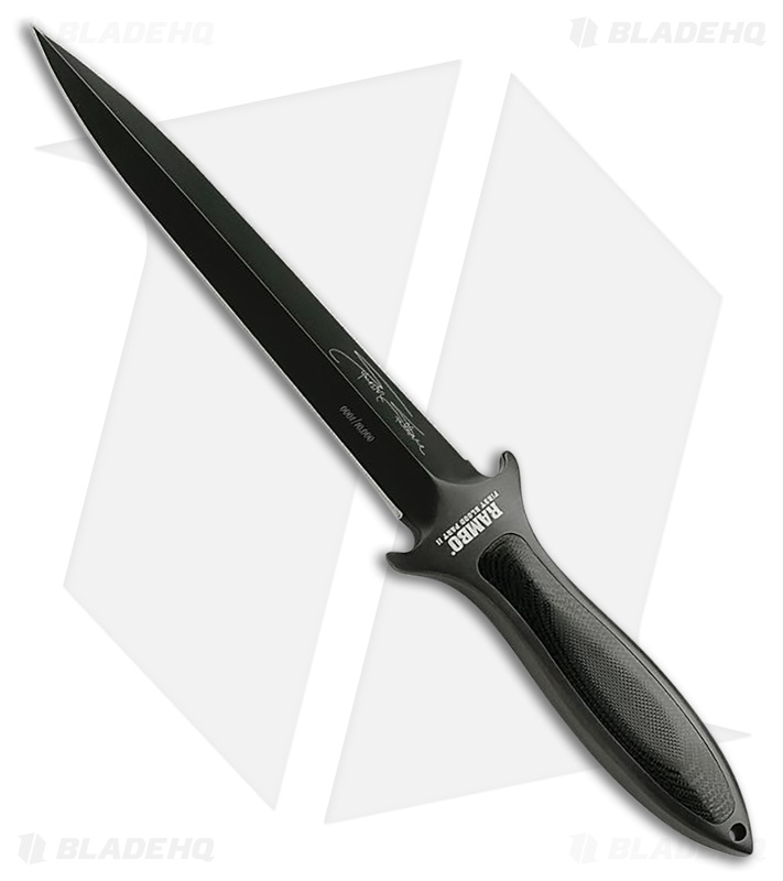 Rambo Boot Knife Fixed Blade Black Micarta Inlay (6.125" Black)