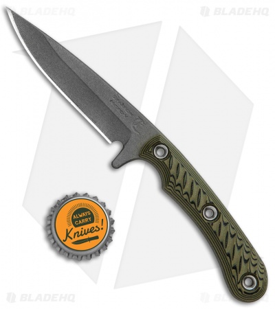 RMJ Tactical Sparrow Fixed Blade Knife Dirty Olive G-10 (3" Gray Cerakote)