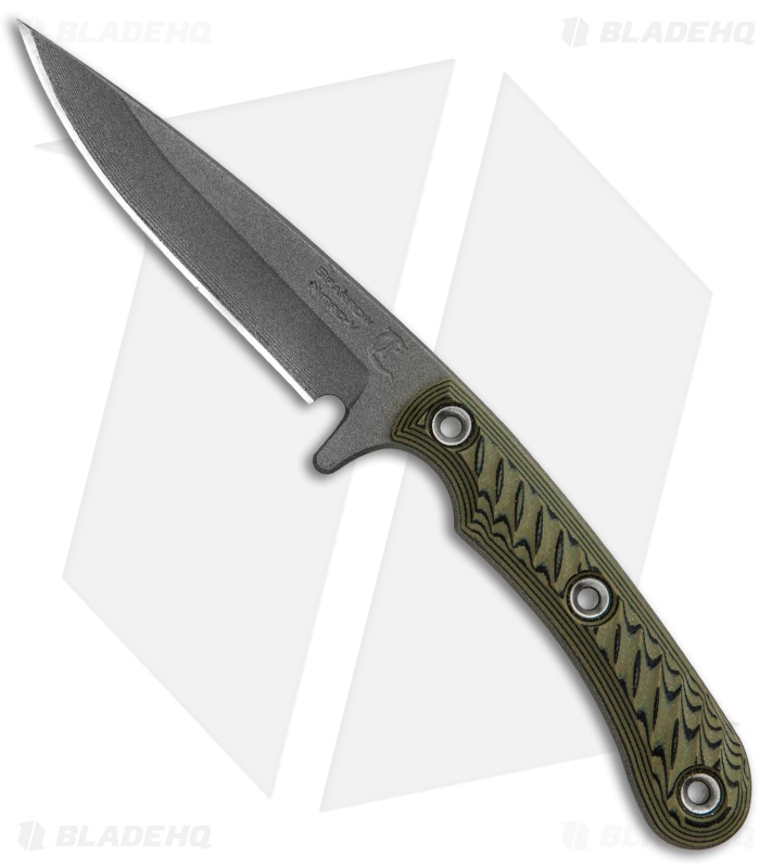 RMJ Tactical Sparrow Fixed Blade Knife Dirty Olive G-10 (3" Gray Cerakote)