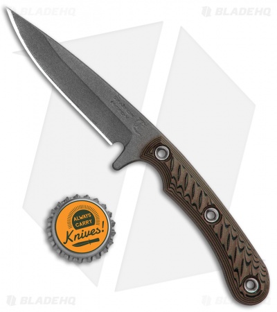 RMJ Tactical Sparrow Fixed Blade Knife Hyena Brown G-10 (3" Gray Cerakote)