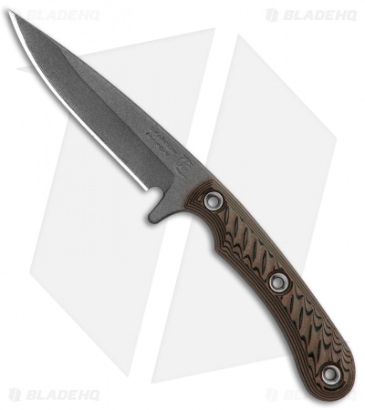 RMJ Tactical Sparrow Fixed Blade Knife Hyena Brown G-10 (3" Gray Cerakote)