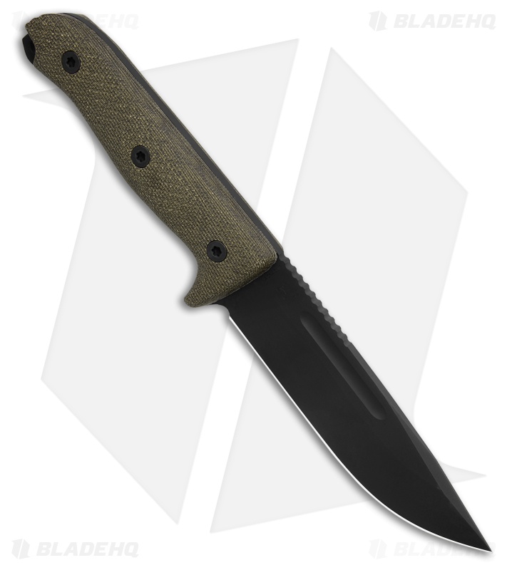 Reiff Knives Vicon Fixed Blade Knife Green Canvas Micarta (5.1" Black)