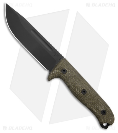 Reiff Knives Vicon Fixed Blade Knife Green Canvas Micarta (5.1" Black)