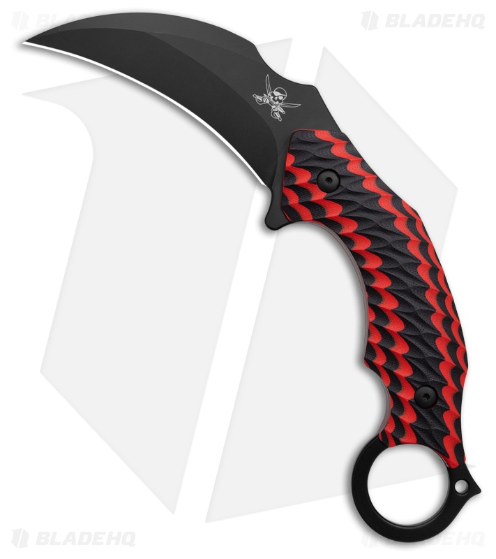 Skallywag Tactical Deep 6 Karambit Fixed Blade Black/Red G-10 (2.50" Black)