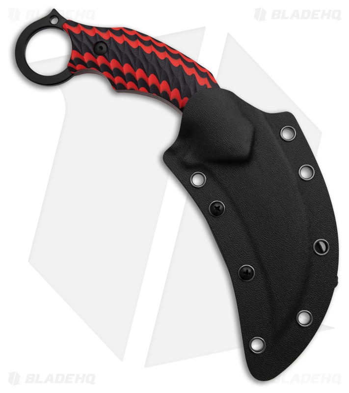 Skallywag Tactical Deep 6 Karambit Fixed Blade Black/Red G-10 (2.50" Black)