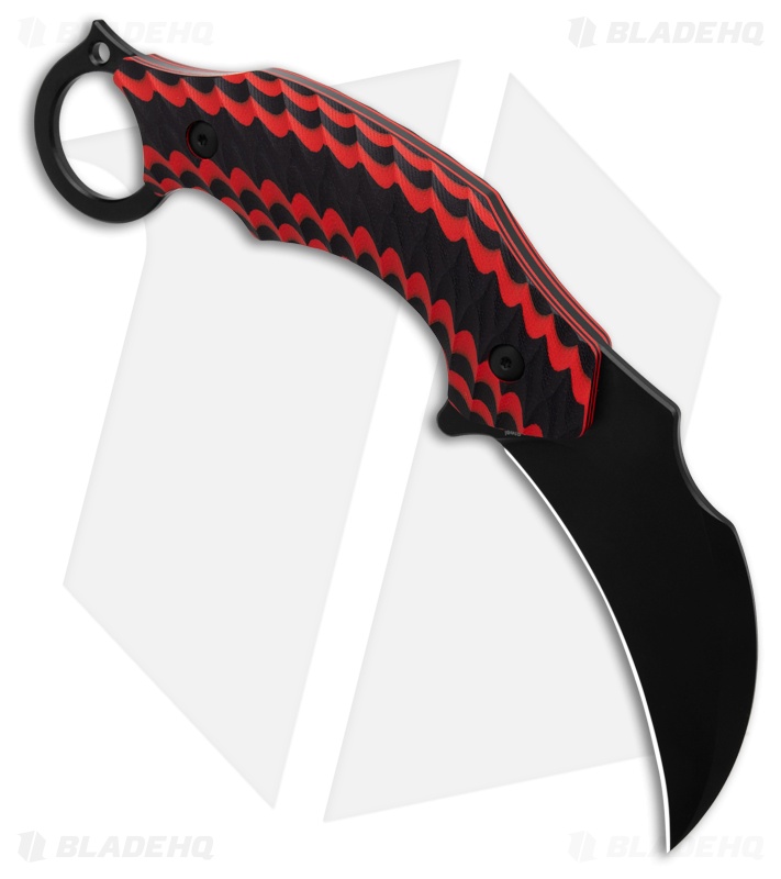 Skallywag Tactical Deep 6 Karambit Fixed Blade Black/Red G-10 (2.50" Black)