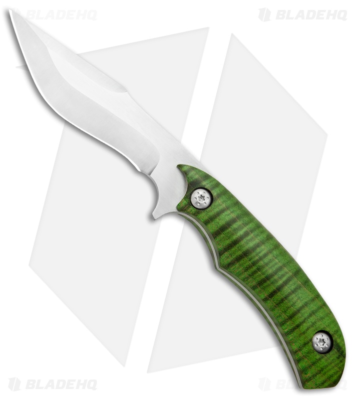 Skelton Bladeworks HellRaiser V2 Fixed Blade Curly Maple Green (4.13" Satin)